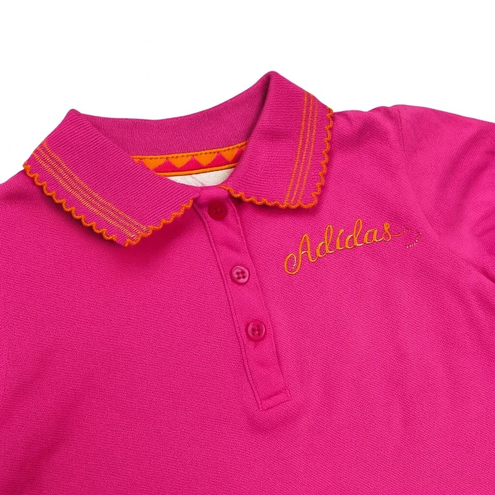 Adidas Baby Girl Polo Dress Pink Orange Trim Size 9 Months‎